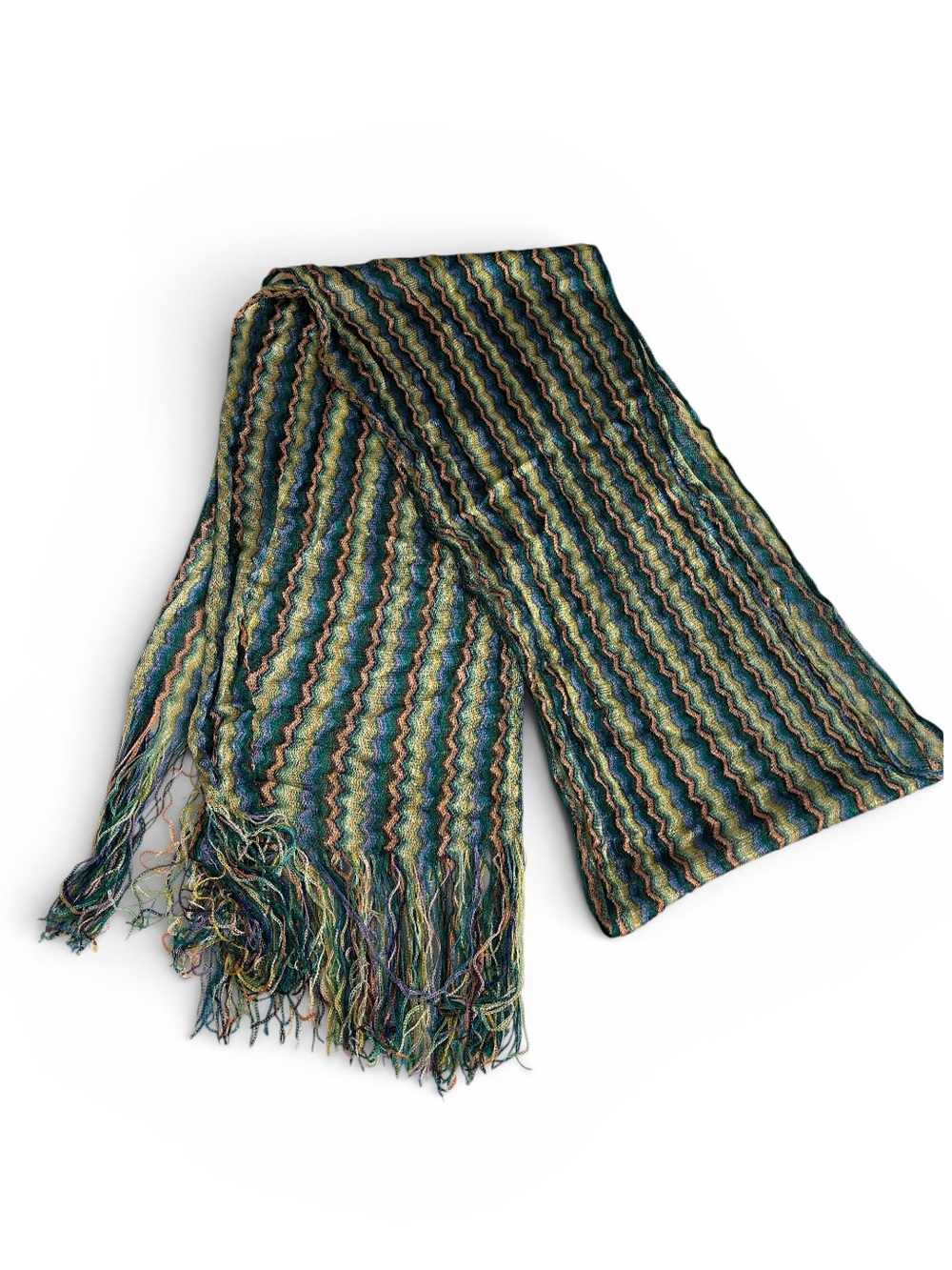 Long Scarf Missoni Style Zig Zag Fringe